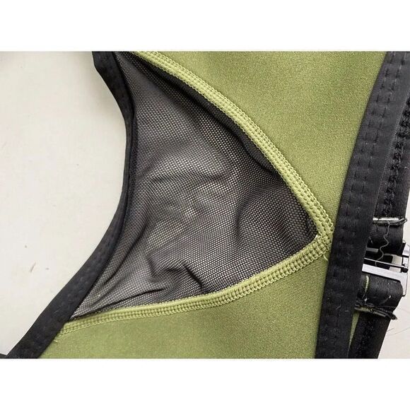 Hoaka Swimwear Bikini Top Neoprene Mesh Army Green Black Women’s Sz S+ - Picture 2 of 10